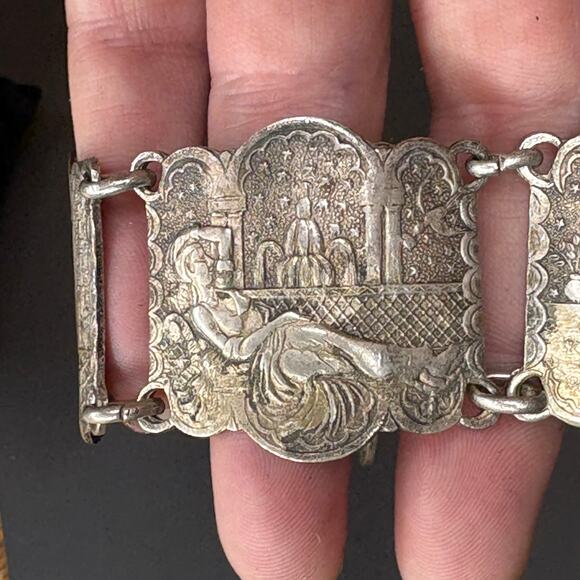 Vintage Arabian Nights Bracelet Panel Bracelet with Different Scenes 7.75" - Picture 5 of 7
